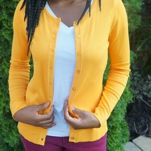 Mustard Yellow Silk Blend Cardigan